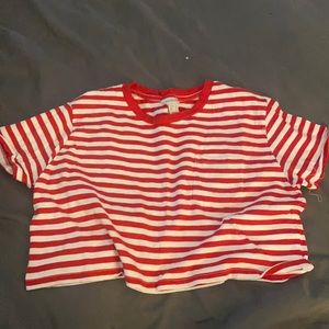 Cute red and white strip crop top